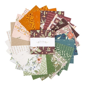 PREORDER Riley Blake Olive Grove 5&quot; Stacker - Fabric Charm Pack - Riley Blake Charm Pack - Floral 5&quot; Stacker - Fall Fabric