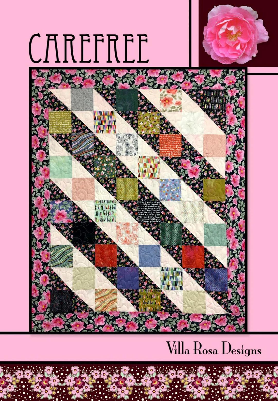 Villa Rosa Designs Carefree Pattern - Fat Quarter Quilt Pattern - Villa
