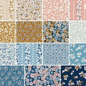PREORDINA Liberty Fabrics denim Florals 5" Stacker - Liberty Fabrics Charm Packs - Floral Charm Packs