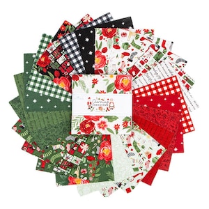 IN STOCK Riley Blake Charming Christmas 5&quot; Stacker - Christmas Fabric Charm Pack - Riley Blake Charm Pack - Christmas 5&quot; Stacker