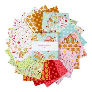IN STOCK Riley Blake Gingerbread Kisses 5&quot; Stacker - Christmas Fabric Charm Pack - Riley Blake Charm Pack - Christmas 5&quot; Stacker