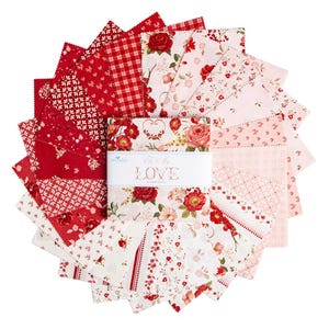 PREORDER Riley Blake To My Love 5" Stacker - cotton Fabric Charm Pack - Riley Blake Charm Pack - Floral 5" Stacker - Valentine Fabric
