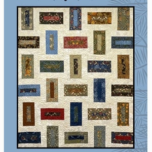 May include: A quilt pattern titled "Planters" featuring rectangular blocks with floral and botanical designs in various colors like blue, green, and brown. The quilt has a white background with a quilted pattern. The text "Sugar Pine Quilt Designs for Villa Rosa Designs" is at the bottom.