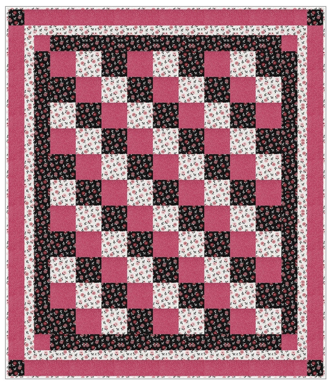 Fabric Cafe Four Square Pattern 3 Yard Quilt Pattern - Quilt Pattern ...