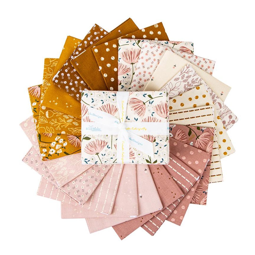 IN STOCK Riley Blake Blush and Butterscotch Fat Quarter Bundle - Floral ...