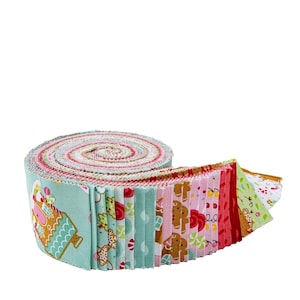 IN STOCK Riley Blake Gingerbread Kisses Rolie Polie - 2.5 inch strips - quilting jelly rolls - christmas jelly roll- Christmas fabric