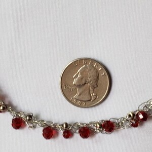 Red and Silver Wire Crochet Necklace