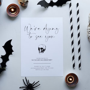 Halloween Party Invitation - 5x7 - We&#39;re Dying To See You - Editable Canva Template
