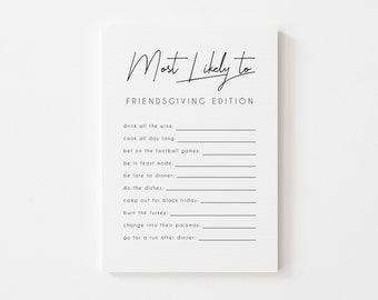 Most Likely To Friendsgiving Edition - 5x7 - Editable Canva Template (Printable) Instant Download Thanksgiving Printable