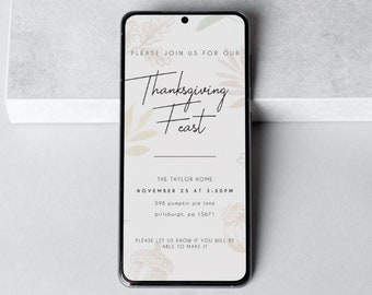 Thanksgiving Feast Digital EVITE - Modern Color Invitation - Editable Canva Template (Printable) Instant Download Friendsgiving