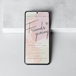 Friendsgiving Digital EVITE - COLOR Option Invitation - Send as Text or Email - Editable Canva Template (Printable) Thanksgiving