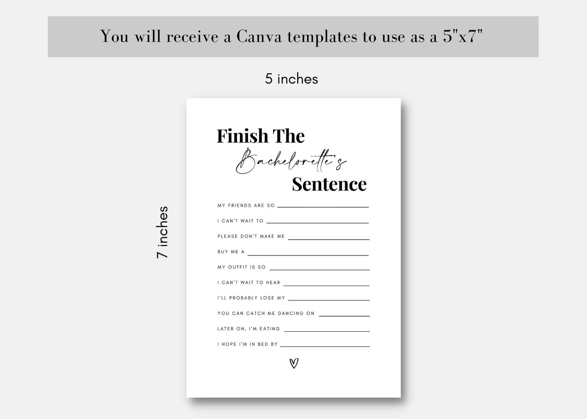 Finish the Bachelorette's Sentence Game 5x7 Printable - Etsy