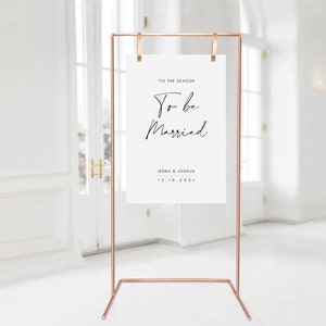 Tis The Season To Be Married Wedding Welcome Sign - 24x36, 18x24 - Canva Template Printable (Editable) Christmas Reception, Winter Ceremony