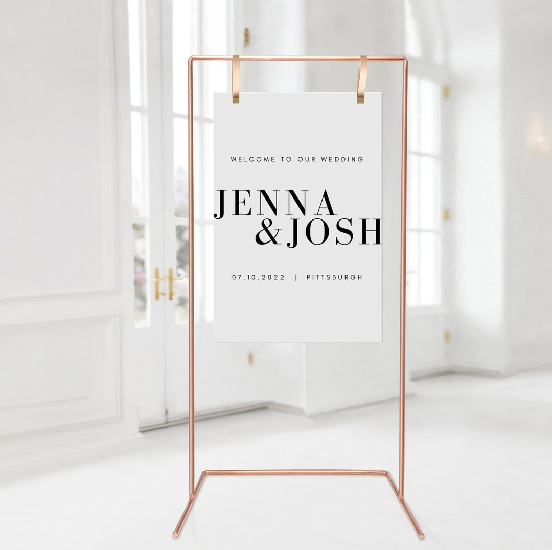 Modern Wedding Welcome Sign - 24x36 - Minimal Large Names - Canva ...