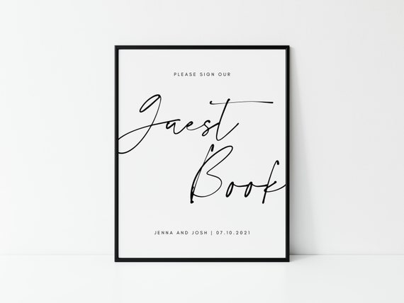 Guest Book Sign For Wedding - 8x10 and 5x7 - Canva Template - Printable (Editable) Modern Minimalistic Digital Download