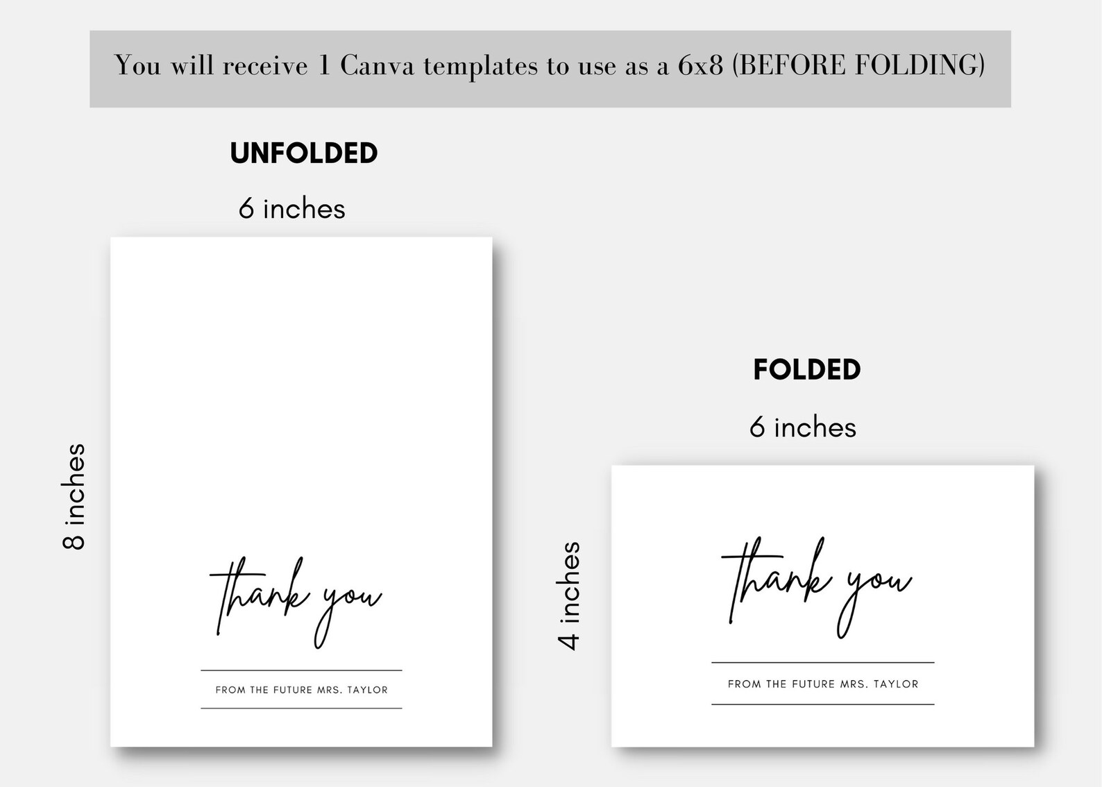 Bridal Shower Thank You Card PRINTABLE Canva Template Etsy