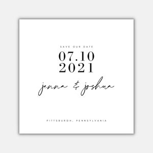 Modern Minimalistic Wedding Save The Date - 5x5 Square - PRINTABLE Canva Template (Editable)