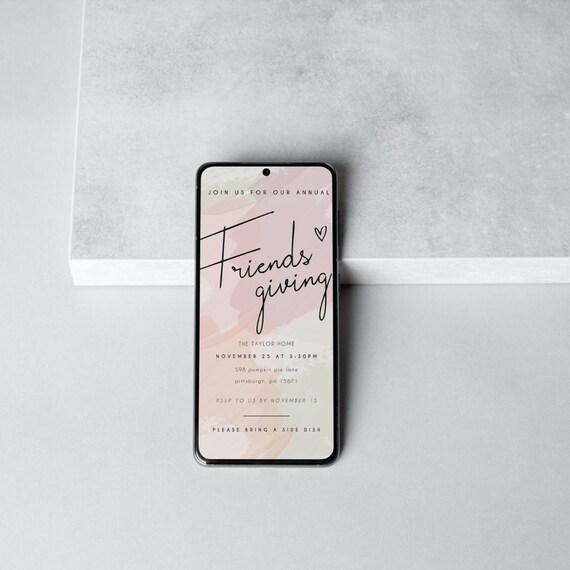 Friendsgiving Digital EVITE - COLOR Option Invitation - Send as Text or Email - Editable Canva Template (Printable) Thanksgiving