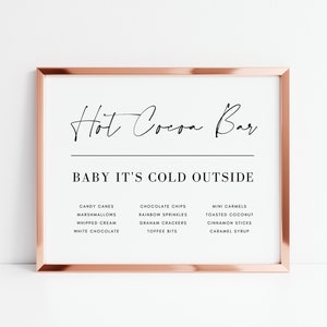 Hot Cocoa Bar Sign - 8x10 and 5x7 - Canva Template Printable (Editable) Winter Wedding Reception, Holiday Party, Christmas Signs