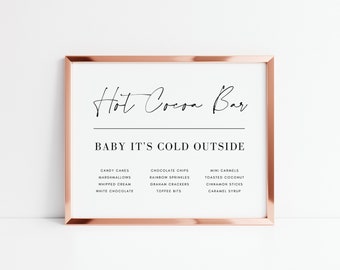 Hot Cocoa Bar Sign - 8x10 and 5x7 - Canva Template Printable (Editable) Winter Wedding Reception, Holiday Party, Christmas Signs