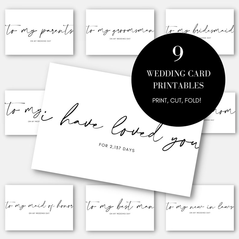 9 Wedding Card Bundle - PRINTABLE Canva Template (Editable) - Print, Cut, & Fold 