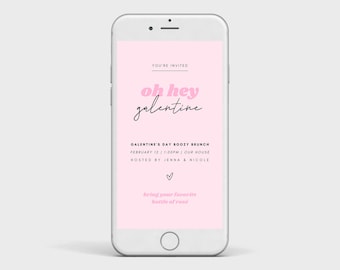 Galentine's Day Party Evite Digital Invitation - Send as Text or Email - Editable Canva Template, Valentine's Day Brunch, Instant Download