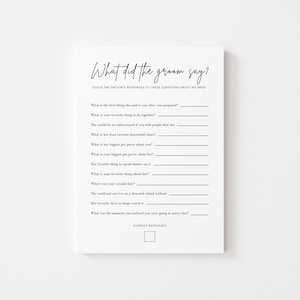 What Did The Groom Say Bridal Shower Game - 5x7 Printable - Canva Template (Editable)