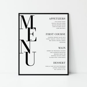 Modernes Buffet-Menü zum Ausdrucken für Hochzeit, Firmenveranstaltung, Babyparty - 8 x 10 - Canva-Vorlage - (bearbeitbar) minimalistisch digitaler Download