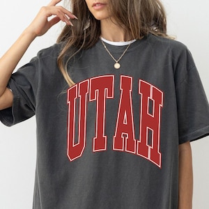 Camisa Utah Comfort Colors, Camisa para Dia de Jogo, Futebol Americano de Utah, Carta do time principal, Camisa vintage de Utah, Basquete de Utah, Presente de Utah