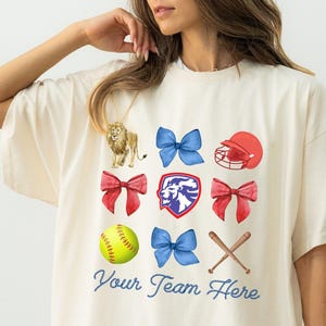 Custom Softball Comfort Colors Shirt, School Spirit, Custom Mascot Shirt, Softball Shirt, Softball Team, Softball Bow, Softball Mom