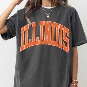 Illinois Comfort Colors Shirt, Illinois Football, Illinois Basketball, Oversized, Illinois Gift, Basketball Season, Illinois Shirt, Game Day