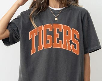 Tigers Comfort Colors Shirt, Game Day Shirt, Tigers Football, Varsity Letter, Vintage Tigers Shirt, Tigers Basketball Shirt, Tigers Fan