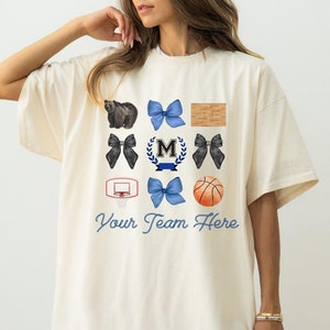 Custom Basketball Comfort Colors Shirt, School Spirit, Custom Mascot Shirt, Basketball Shirt, Basketball Team, Basketball Bow Basketball Mom