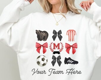 Custom Bow Soccer Sweatshirt, Bow Mascot Sweatshirt, School Spirit, Custom Mascot Sweatshirt, Soccer Sweatshirt, Soccer Team, Soccer Bow