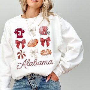 Alabama Bow Sweatshirt, Alabama Football Bow Sweatshirt, Alabama Football Sweatshirt, Oversized, Football Bow,Football Season, Coquette, Red