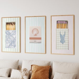 Set of 3 Pink Matchbox Print, Trendy Matches Poster, Retro Matchbook Wall Art, Coquette Print, Girly Print, Aesthetic Wall Art, Preppy