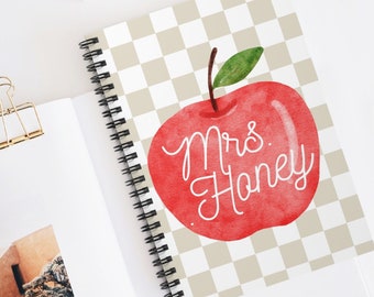 Custom Teacher Appreciation Gift, Teacher Notebook, Personalized Teacher Journal, Teacher Gifts, Thank You Gift, Custom Journal, Checkered