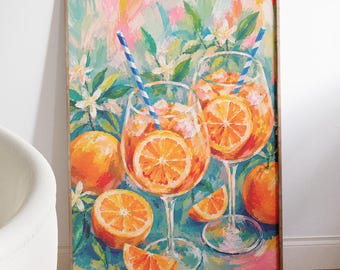 Italian Summer Printable Wall Art, Citrus Cocktail Print, Colorful Kitchen Decor, Mediterranean Bar Cart Art, Digital Download