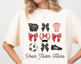 Custom Bow Soccer Shirt, Bow Mascot Shirt, School Spirit, Custom Mascot Shirt, Soccer Shirt, Soccer Team, Soccer Bow, Coquette, Bow School