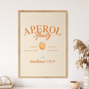 Aperol Spritz Print, Bar Cart Art, Kitchen Print, Signature Drink, Bar Cart Print, Trendy Wall, Retro Wall Art, Italian Print, Kitchen Decor