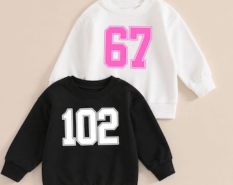Kids Custom Number Sweatshirt, Youth Sweatshirt, Personalized Sweatshirt, Jersey Number, Custom Text, Game Day, Number, Toddler Sweatshirt