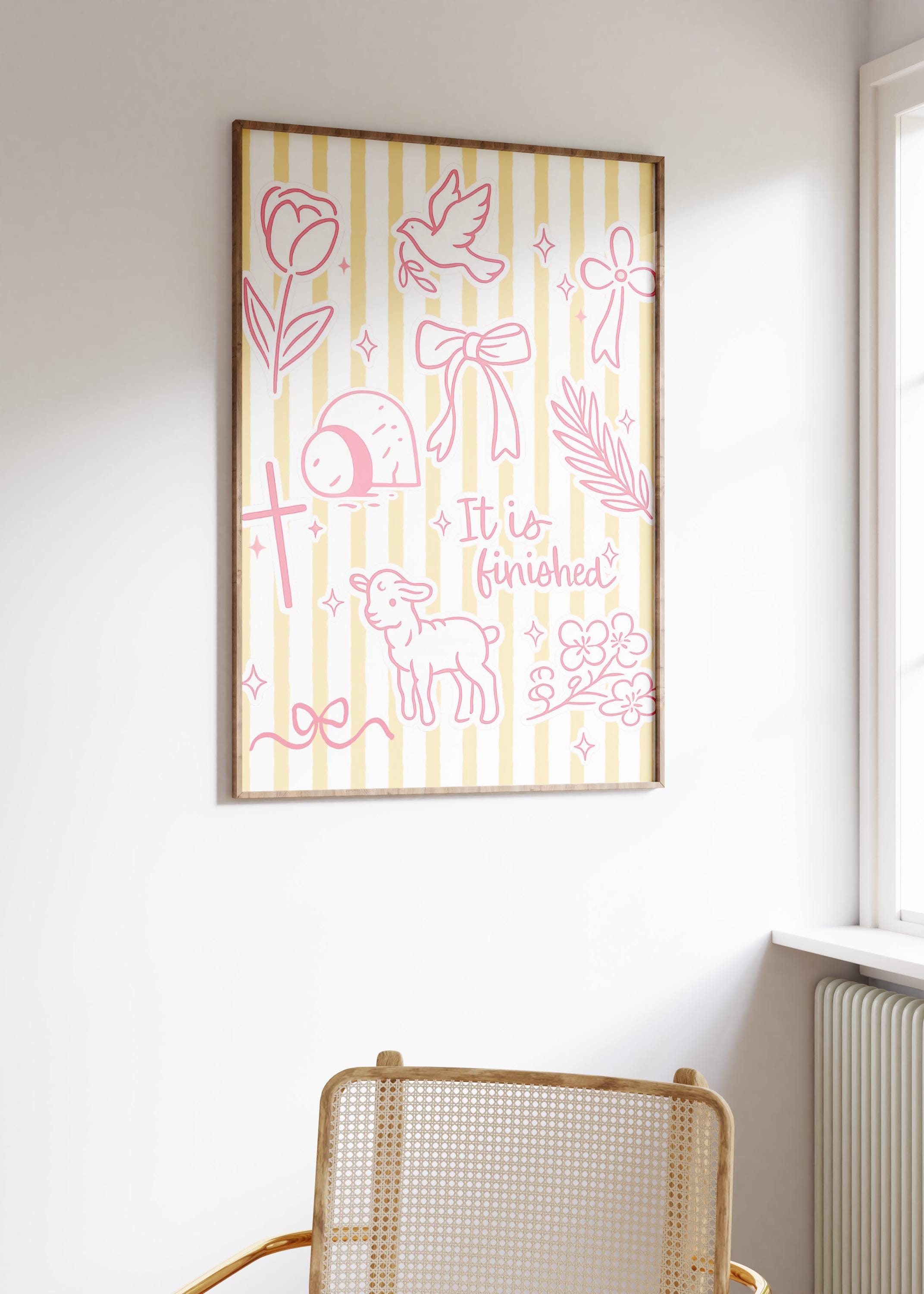 Christian Easter Wall Art Print, It is Finished Easter Decor, Faith ...