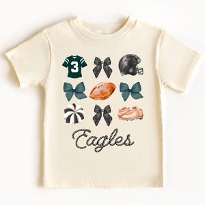 Eagles Bow Youth Shirt, Football Bow, Coquette Football, Kids Eagles Shirt, Kids Game Day Shirt, Eagles Football, Eagles Kids Football Shirt