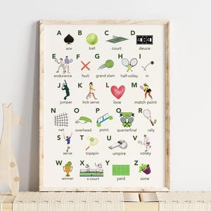 Impressão de alfabeto de tênis para berçário, impressão de tênis em aquarela, arte de parede de tênis, impressão de ABCs de presente de tênis, quarto de meninos, quarto de crianças, arte de berçário, bebê