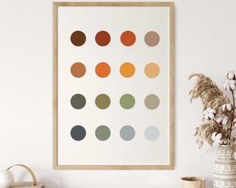 Fall Color Palette Print, Autumn Wall Art, Neutral Minimalist Decor, Modern Color Swatch Poster, Cozy Living Room Wall Decor