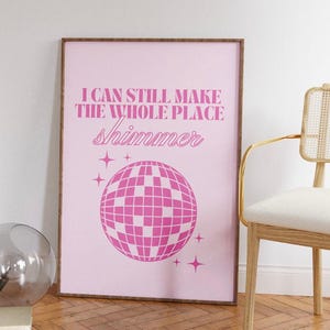Pink Disco Ball Poster, Bejeweled Print, Retro Print, Bejeweled Print, Disco Ball, Preppy Print, Pink Print, Preppy Decor, Gift for Fan