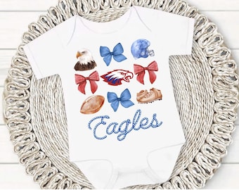 Custom Football Baby Team Onesie, Custom Mascot Baby Shirt, School Spirit, School Mascot, Custom Onesie, Football Mom, Bow, Coquette, Sister