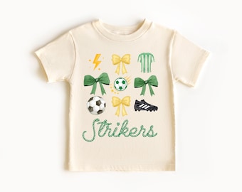 Custom Girls Soccer Shirt, Personalized Youth Soccer Tee, Bow Soccer Shirt with Name, Coquette Soccer Shirt, Game Day Outfit