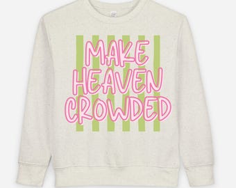 Sudadera Youth Make Heaven con rayas abarrotadas, sudadera cristiana para niños, sudadera con versículos bíblicos, religiosa, fe, estilo preppy, sudadera para niños pequeños
