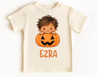 Personalized Kids Halloween Shirt, Custom Name Pumpkin Tee, Toddler Halloween T Shirt, Trick or Treat Outfit, Pumpkin Patch Shirt for Kids